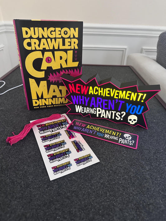 Dungeon Crawler Carl 3D Printed Lightbox – "New Achievement: Why Aren’t You Wearing Pants?" LED Sign – LitRPG DCC Fan Gift – Dimmable Lamp