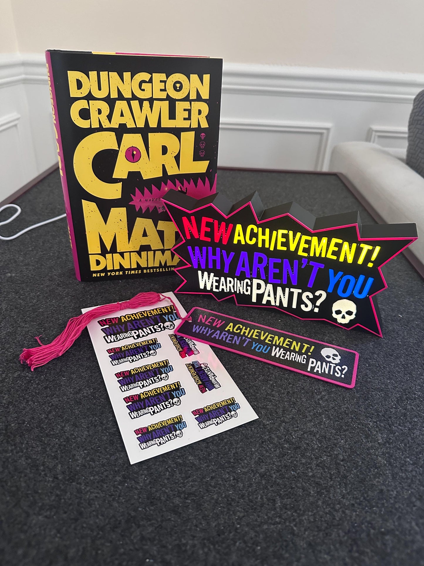 Dungeon Crawler Carl Sticker Pack – "Why Aren't You Wearing Pants?" Achievement – 8-Piece LitRPG Sticker Set – Laptop decal