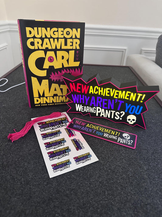 Dungeon Crawler Carl Sticker Pack – "Why Aren't You Wearing Pants?" Achievement – 8-Piece LitRPG Sticker Set – Laptop decal