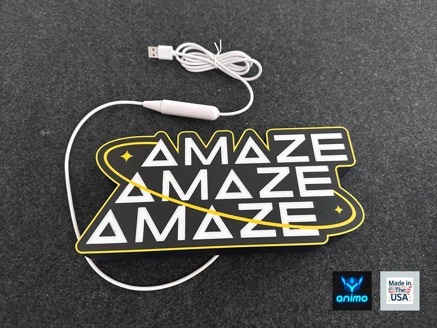 Amaze, Amaze, Amaze - Rocky LED Sign – Project Hail Mary Sci-Fi Book & Movie Fan Gift – Dimmable Desk Lamp