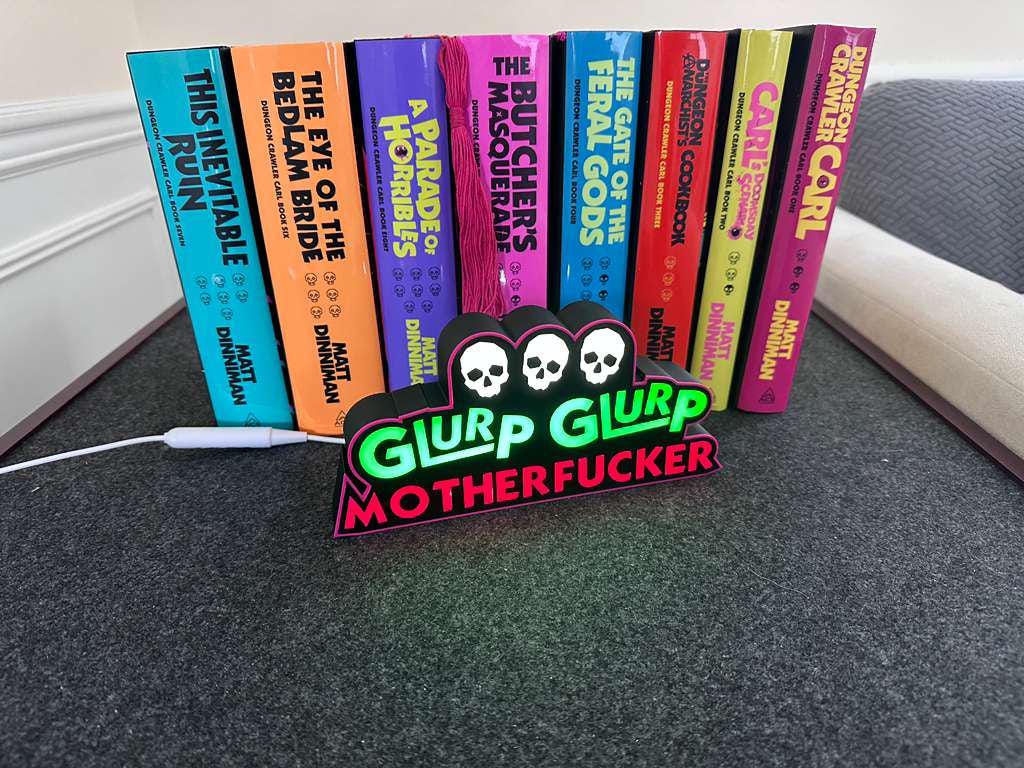 Dungeon Crawler Carl Lightbox - "GLURP GLURP MOTHERFUCKER" LitRPG Fan Gift - Dimmable Desk Lamp Mood Light